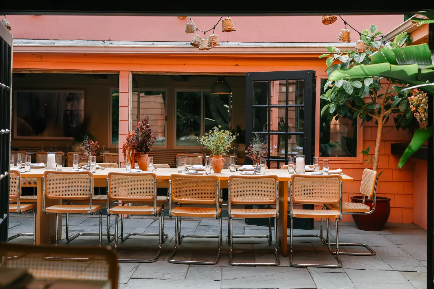 Moby's — coral courtyard dining, East Hampton